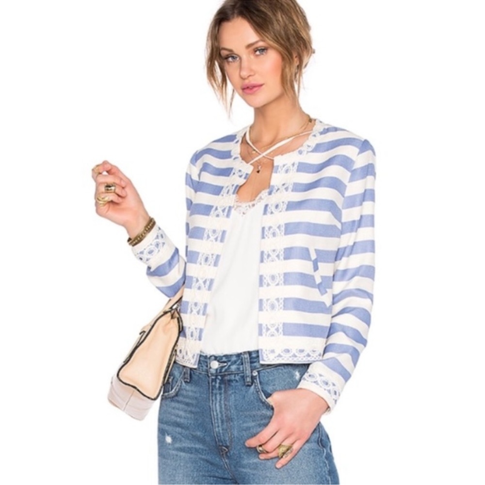 NWT Lovers & Friends blue white stripe blazer